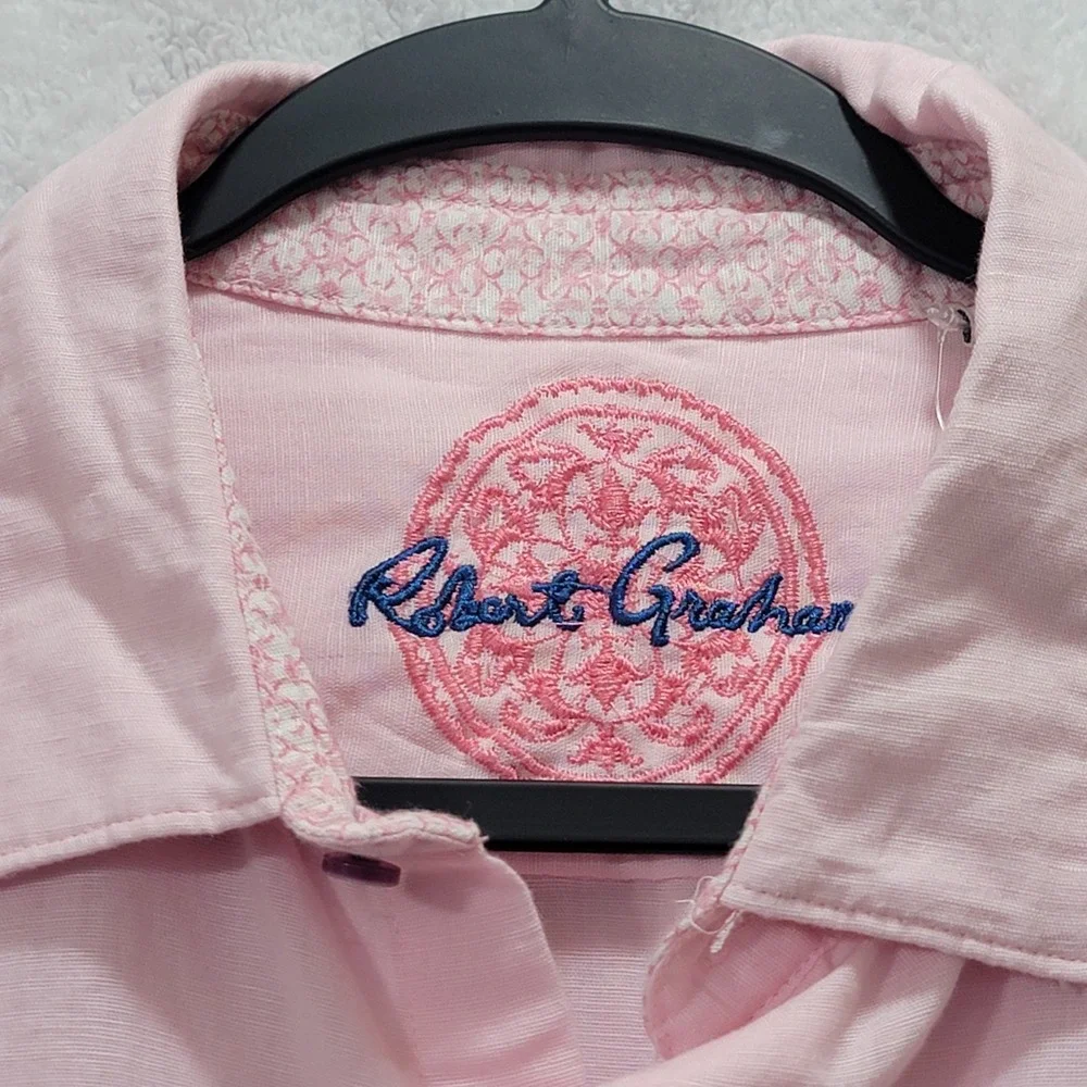 NWT Robert Graham Borsi Men's Linen Cotton Classic Fit Pink Shirt 2XL‎ $198